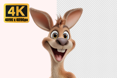 Kangaroo With Large Expressive Eyes Transparent PNG Product Image 1