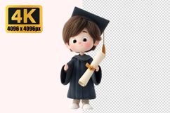 Boy Graduate Holding a Diploma Transparent PNG Product Image 1