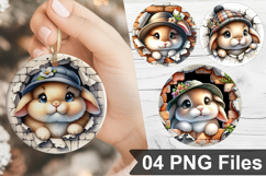 3D Bunny Ornaments PNG | Broken Wall Bunny Designs Product Image 1