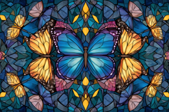 Butterflies Designed in a Stained Glass Background Wallpaper Product Image 1