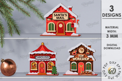 Wooden Christmas Houses Bundle Lasercut. Christmas Decor SVG Product Image 1