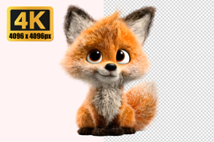 Fluffy Baby Fox Transparent PNG Product Image 1