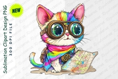 Rainbow Cat Explorer With Map Clipart Product Image 1