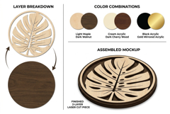 Tropical Monstera Leaf Round Mandala Laser Cut Product Image 2