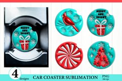 Puff Car Coaster PNG. 3D Inflated Christmas Sublimation Product Image 1