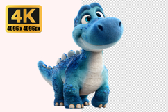 Friendly Baby Dinosaur with Blue Skin Transparent PNG Product Image 1