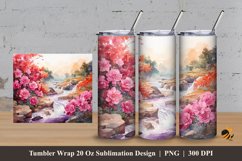 Beautiful River Flowers Tumbler Wrap Sublimation Design 3 Product Image 1