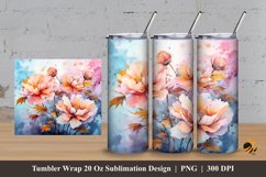 Painting Flower Tumbler Wrap Sublimation Design 3 Product Image 1