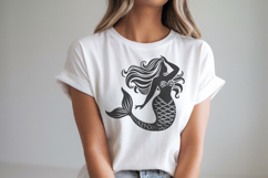 Mermaid Silhouette SVG Cut File| Ocean Fantasy PNG Clipart Product Image 3