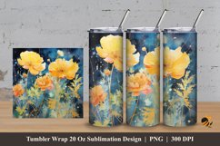Golden Flower Tumbler Wrap Sublimation Design 3 Product Image 1