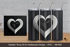 Black White Love Tumbler Wrap Sublimation Design 3 Product Image 1