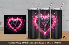 Black Pink Love Tumbler Wrap Sublimation Design 3 Product Image 1