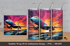 Colorful Plane Tumbler Wrap Sublimation Design 3 Product Image 1