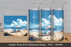 Beach and Chair Tumbler Wrap Sublimation Design 3 Product Image 1