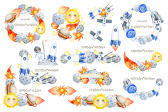 Watercolor Space Animals Clipart Cosmic Safari Set. Patterns Product Image 3