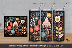 Cute Floral Batik Tumbler Wrap Sublimation Design 3 Product Image 1