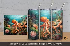 Octopus Nature Tumbler Wrap Sublimation Design 3 Product Image 1