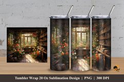 Library Garden Tumbler Wrap Sublimation Design 3 Product Image 1
