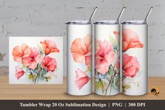 Beautiful Flower Tumbler Wrap Sublimation Design 3 Product Image 1
