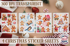Christmas Gingerbread mans Watercolor Sticker Sheet Winter Product Image 1