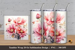 Painting Blossom Flower Tumbler Wrap Sublimation Design 3 Product Image 1