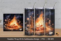 Painting Bonfire Tumbler Wrap Sublimation Design 3 Product Image 1