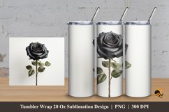 Black Rose Tumbler Wrap Sublimation Design 3 Product Image 1