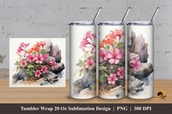 Flowering Stone Tumbler Wrap Sublimation Design 3 Product Image 1