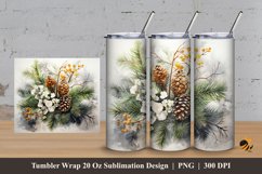 Pine Fruit And Leaf Tumbler Wrap Sublimation Design 3 Product Image 1