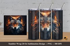 Wolf Face Tumbler Wrap Sublimation Design 3 Product Image 1