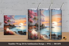 Floral Beach Tumbler Wrap Sublimation Design 3 Product Image 1