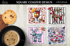 Christmas Patchwork Square Coaster Sublimation Designs Product Image 1
