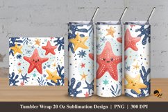 Cute Starfish Tumbler Wrap Sublimation Design 3 Product Image 1