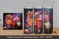 Realistic Flowers Tumbler Wrap Sublimation Design 3 Product Image 1