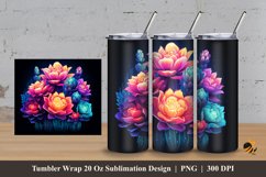Colorful Cactus Tumbler Wrap Sublimation Design 3 Product Image 1