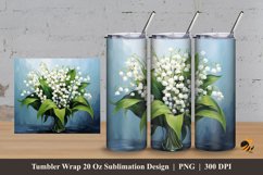 Lily of The Valley Tumbler Wrap Sublimation Design 3 Product Image 1