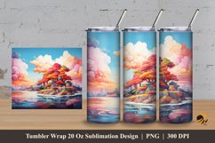 Beach Island Tumbler Wrap Sublimation Design 3 Product Image 1