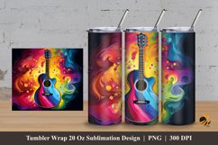 Rainbow Acoustic Guitar Tumbler Wrap Sublimation Design 3 Product Image 1