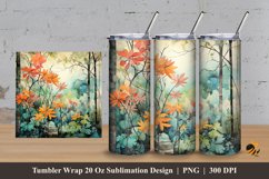 Watercolor Tree Tumbler Wrap Sublimation Design 3 Product Image 1