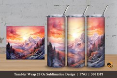 Sunset Peak Tumbler Wrap Sublimation Design 3 Product Image 1