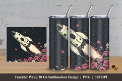 Handdrawn Rocket Tumbler Wrap Sublimation Design 3 Product Image 1