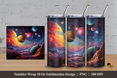 Universe Illustration Tumbler Wrap Sublimation Design 3 Product Image 1