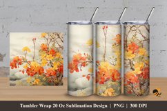 Forest Flowers Tumbler Wrap Sublimation Design 3 Product Image 1