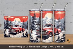 Winter Truck Tumbler Wrap Sublimation Design 3 Product Image 1