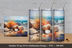 Beach Flowers Tumbler Wrap Sublimation Design 3 Product Image 1