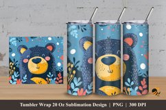 Cute Black Bear Tumbler Wrap Sublimation Design 3 Product Image 1