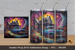 Haunted House Tumbler Wrap Sublimation Design 3 Product Image 1