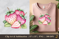 Pinky Strawberry DTF Sublimation Clipart Design 3 Product Image 1