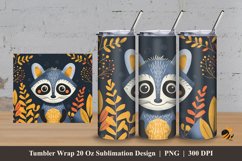 Cute Raccoon Tumbler Wrap Sublimation Design 3 Product Image 1