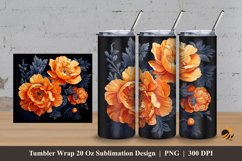 Orange Ranoculus Tumbler Wrap Sublimation Design 3 Product Image 1
